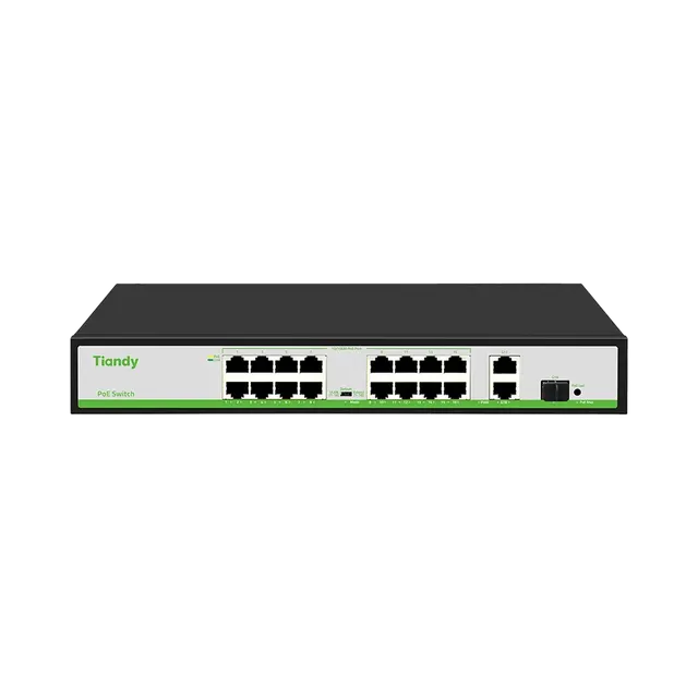 Tiandy Tiandy POE Switch 16*10/100M POE ports + 2* 1000M Ethernet Uplink ports +1*1000M SFP Port