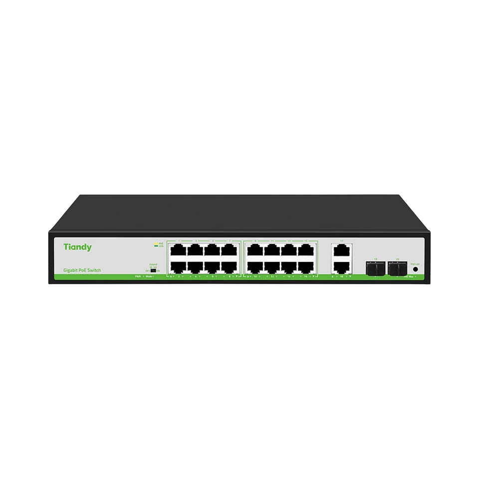 PoE свич со 16 порти за камери — оригинална Tiandy TC-P3S020 G/1622/AT/180