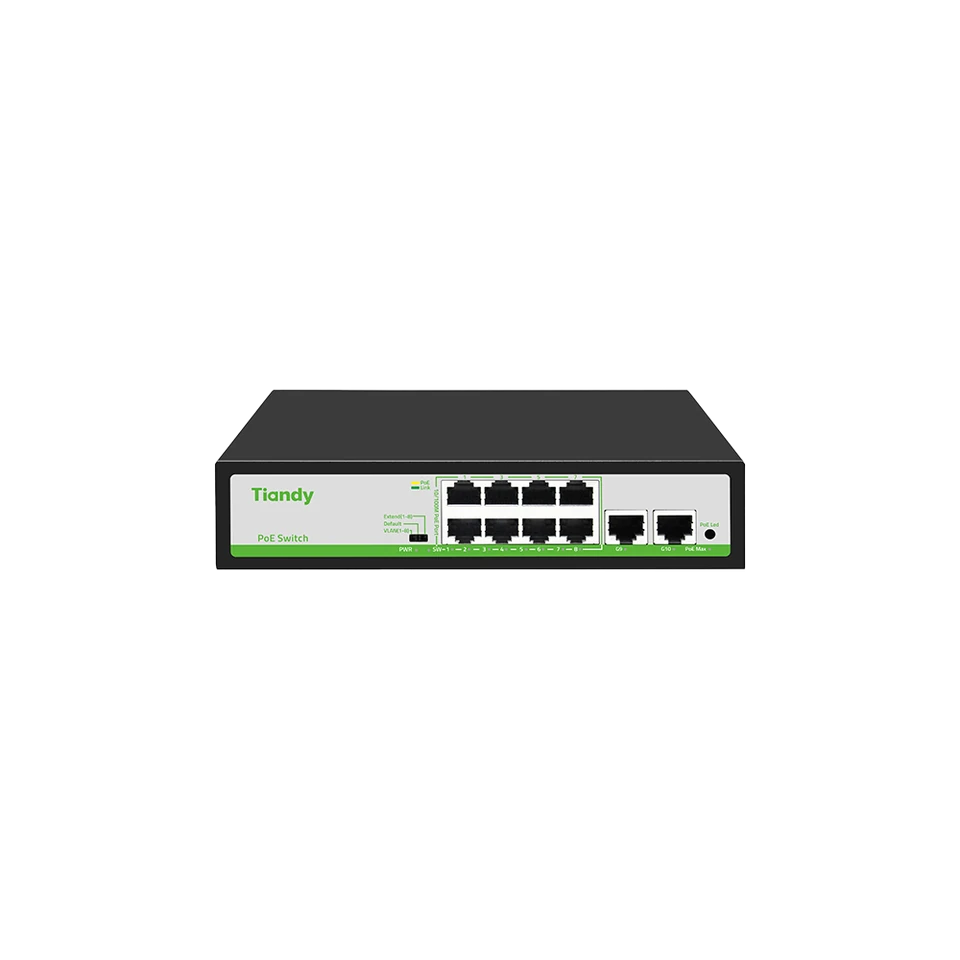 PoE свич со 8 порти за камери — оригинална Tiandy TC-P3S010 2/E/HP