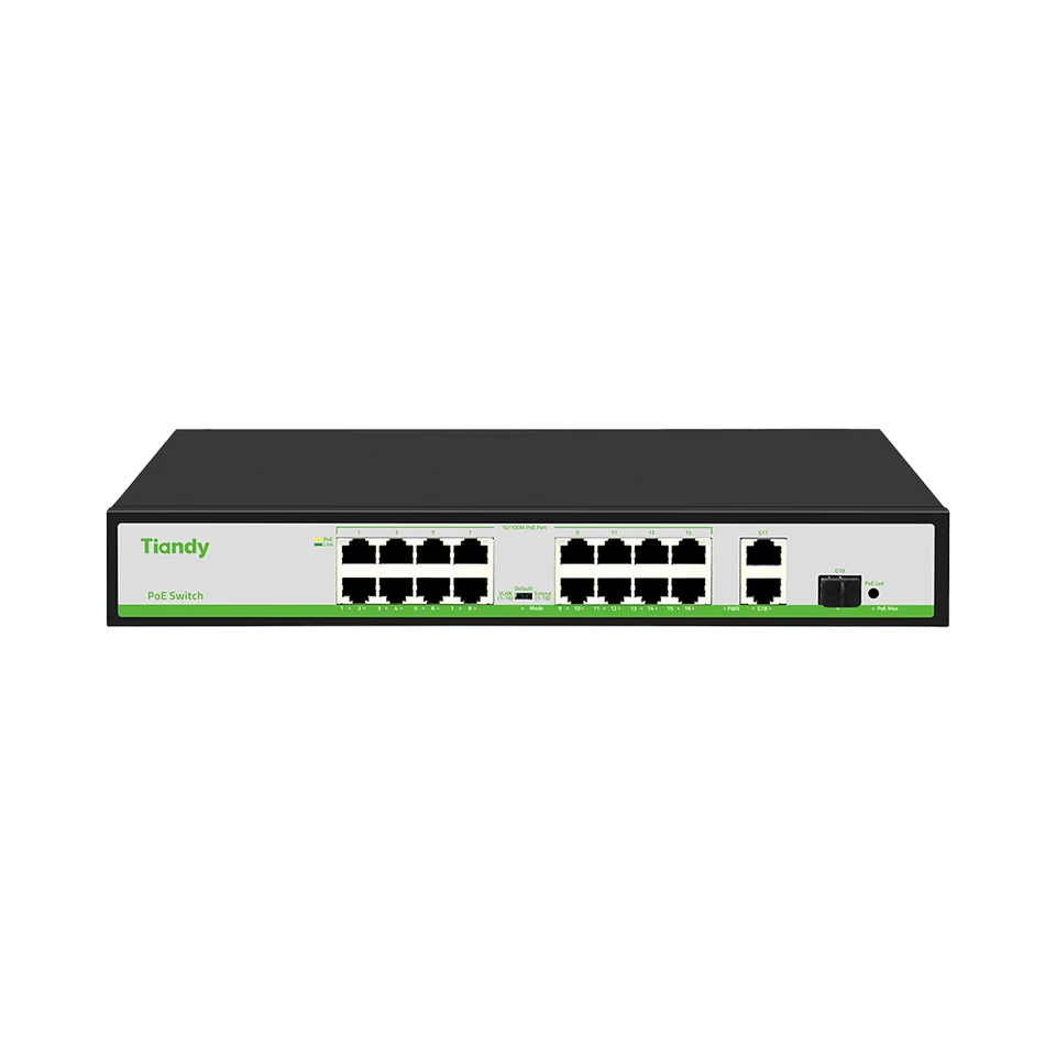 PoE свич со 16 порти за камери — оригинална Tiandy TC-P3S019 2/M/HP