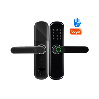 Tuya SmartHome Паметна електронска брава за гаража или надворешна врата со поддршка за апликацијата Tuya, отклучување со отпечаток од прст и PIN-код